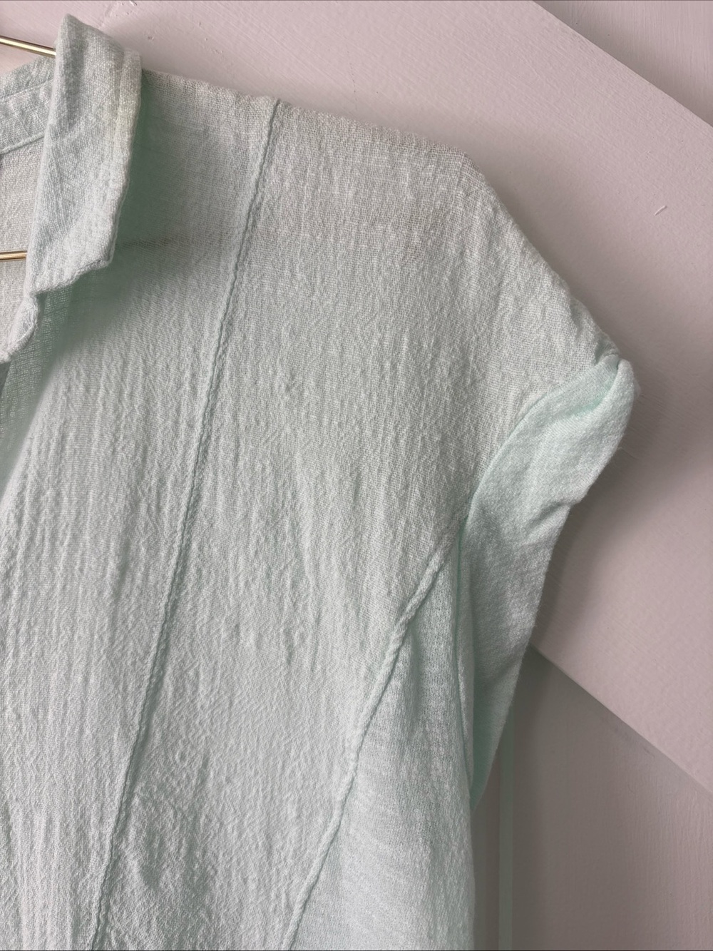 Lucky Brand Womens Light Green Short Cap Sleeve Buttoned Down Shirt Size Small - Picture 4 of 9